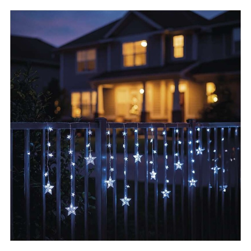 LED Outdoor String Lights 120xLED/8 functions 3xAA 1,7 m IP44 cool white