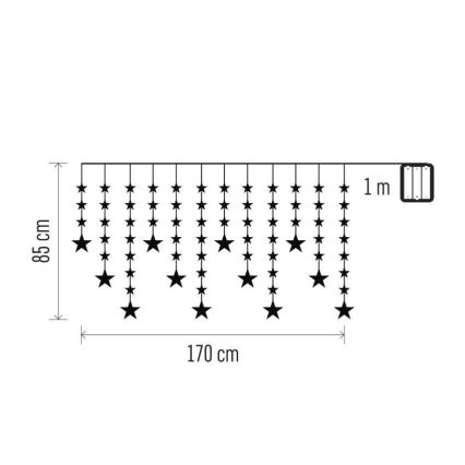 LED Outdoor String Lights 120xLED/8 functions 3xAA 1,7 m IP44 cool white