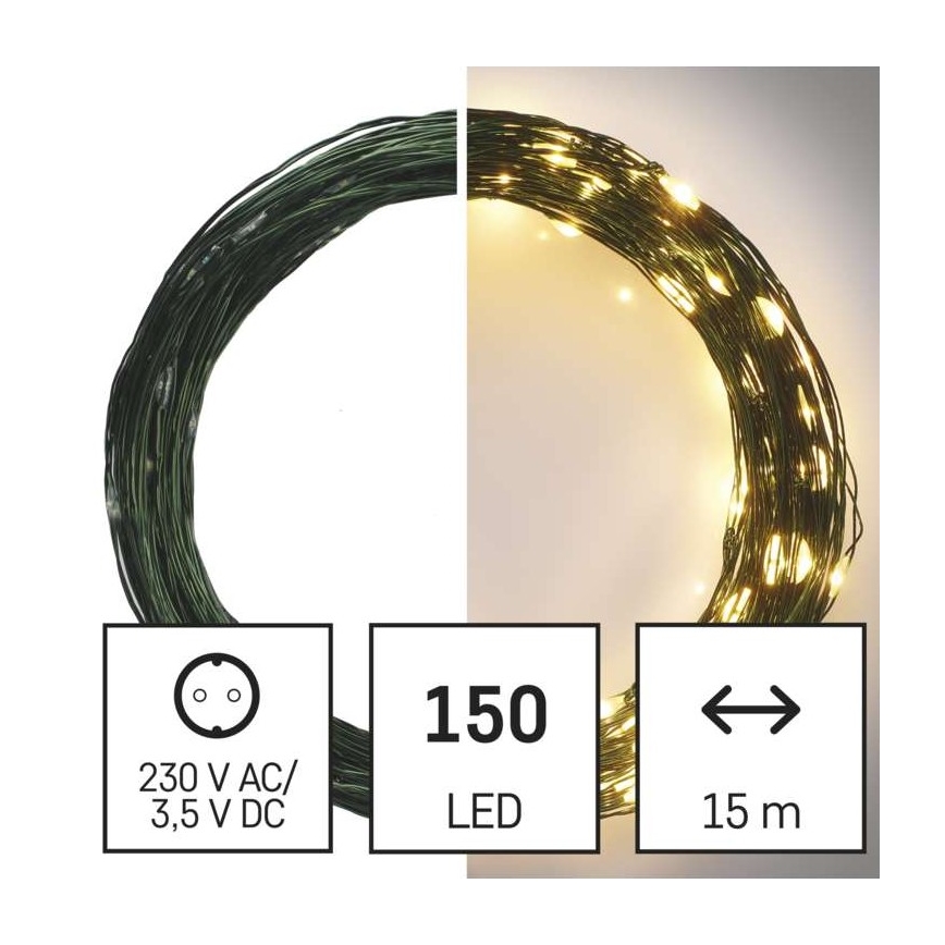 LED Outdoor String Lights, 150 LEDs / 20 m, IP44, Warm White