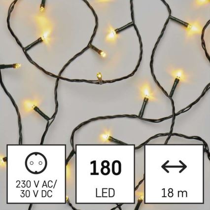 LED Outdoor String Lights, 180 LEDs / 23 m, IP44, Warm White