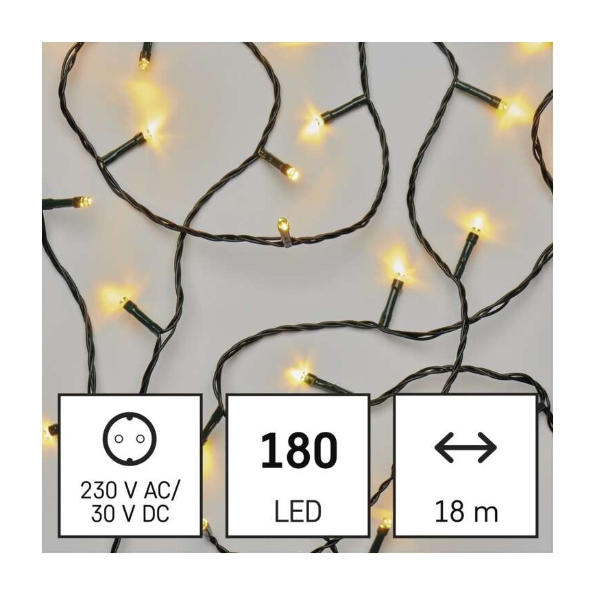 LED Outdoor String Lights, 180 LEDs / 23 m, IP44, Warm White