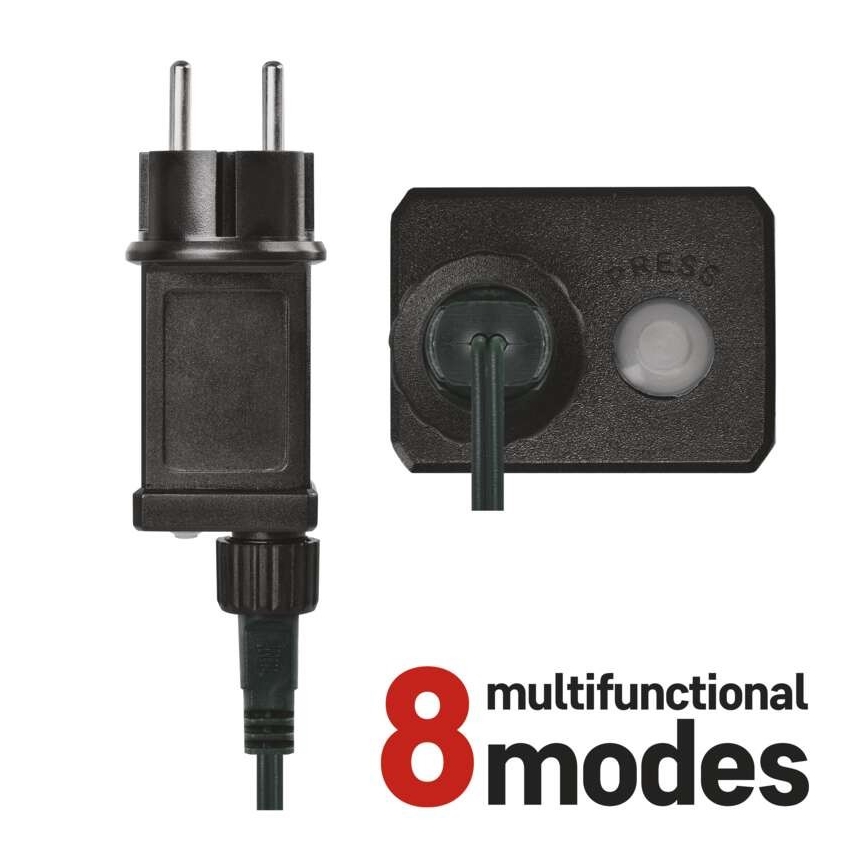 LED outdoor string lights 200 LEDs / 8 modes, 8.6 m, IP44, warm white