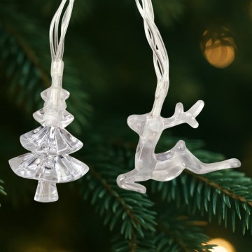 LED outdoor string lights 20xLED/2xAA 2,2 m IP44 multicolor trees and reindeer