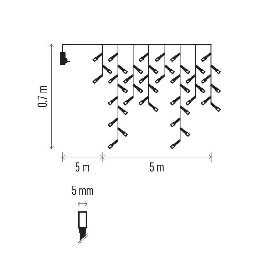 LED outdoor string lights 300 LEDs/8 modes 10m IP44 warm white + remote control