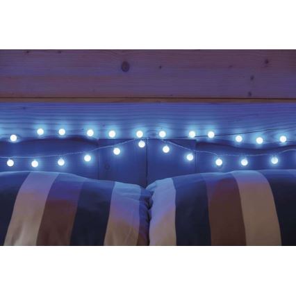 LED Outdoor String Lights, 40 LEDs / 9 m, IP44, Blue