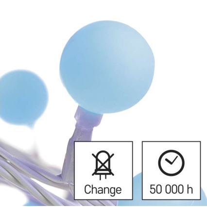 LED Outdoor String Lights, 40 LEDs / 9 m, IP44, Blue