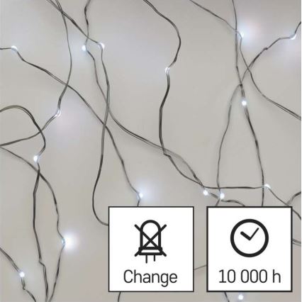 LED outdoor string lights, 40 LEDs, 9 m, IP44, cool white