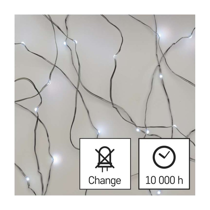 LED outdoor string lights, 40 LEDs, 9 m, IP44, cool white