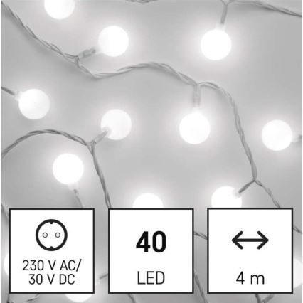 LED outdoor string lights, 40 LEDs, 9 m, IP44, cool white