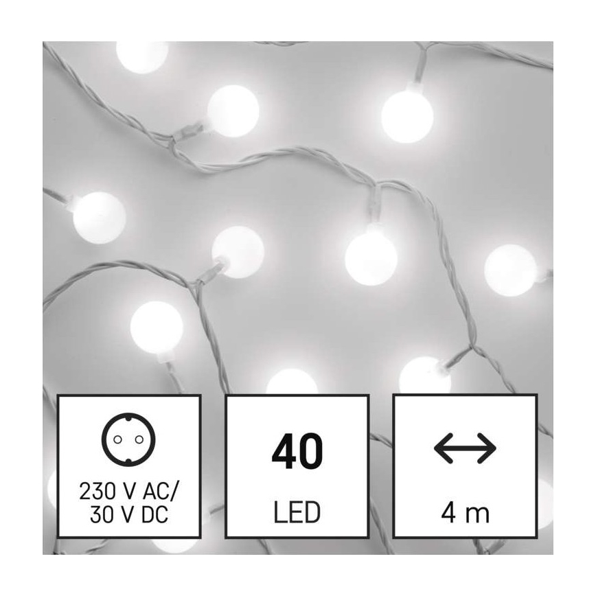LED outdoor string lights, 40 LEDs, 9 m, IP44, cool white