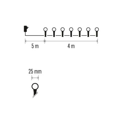 LED outdoor string lights, 40 LEDs, 9 m, IP44, cool white