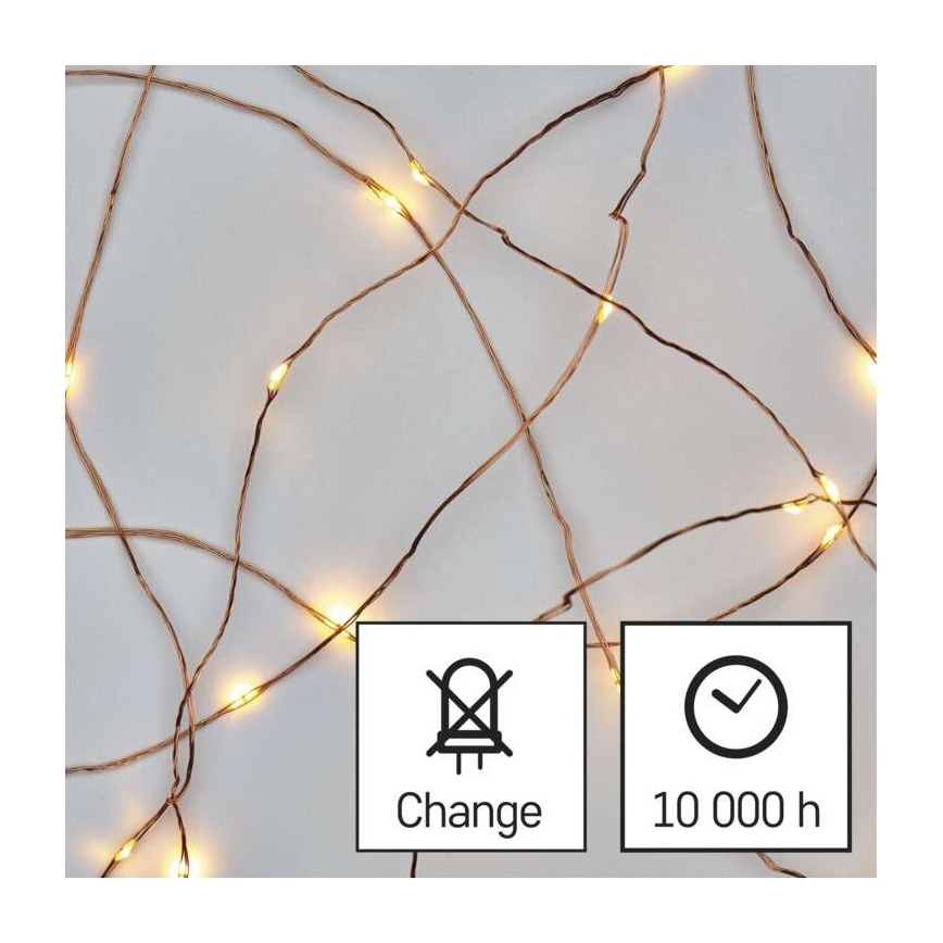 LED outdoor string lights, 40 LEDs, 9 m, IP44, warm white
