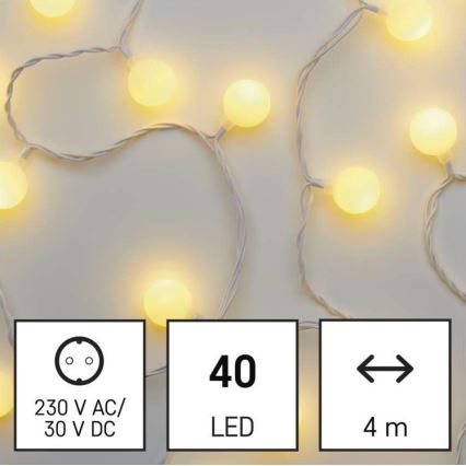 LED outdoor string lights, 40 LEDs, 9 m, IP44, warm white