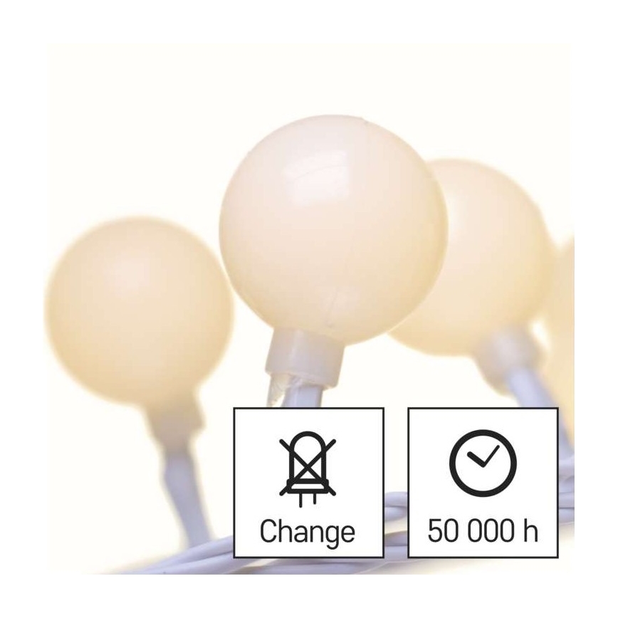 LED outdoor string lights, 40 LEDs, 9 m, IP44, warm white