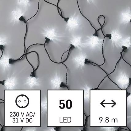 LED Outdoor String Lights, 50 LEDs, 8 Functions, 14.8 m, IP44, Cool White