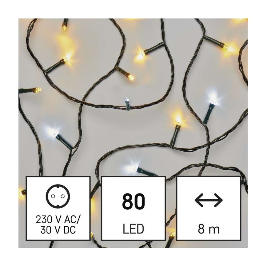 LED Outdoor String Lights, 80 LEDs, 13 m, IP44, Warm/Cool White