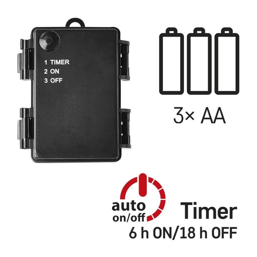 LED outdoor string lights 80xLED/3xAA 6,1m IP44 warm white