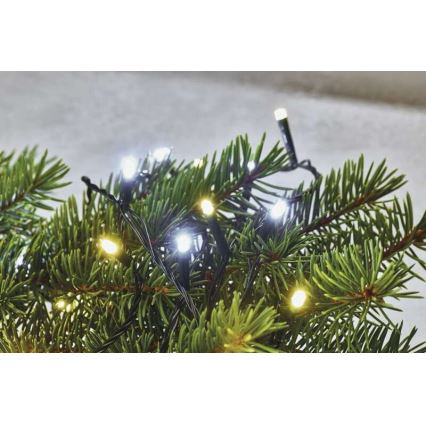 LED outdoor string lights — 80 LEDs, 2 modes, 13m, IP44, warm/cool white