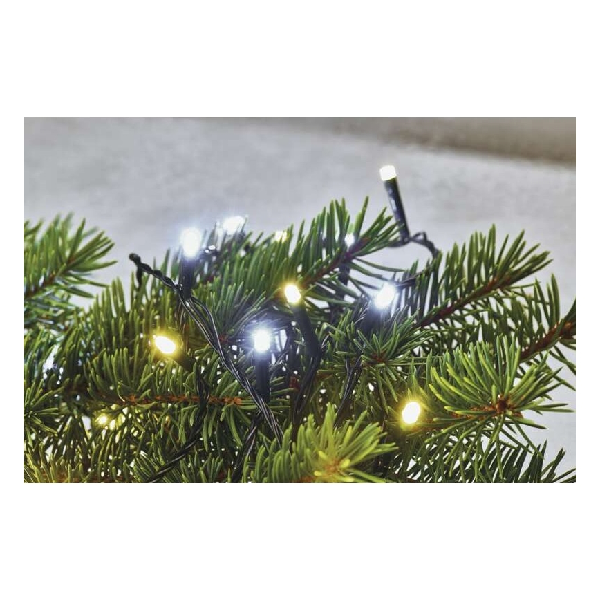 LED outdoor string lights — 80 LEDs, 2 modes, 13m, IP44, warm/cool white