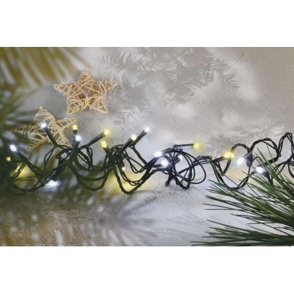 LED outdoor string lights — 80 LEDs, 2 modes, 13m, IP44, warm/cool white