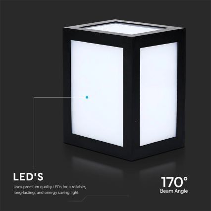 LED Outdoor Wall Light, 12W, 230V, 3000K, IP65, Black