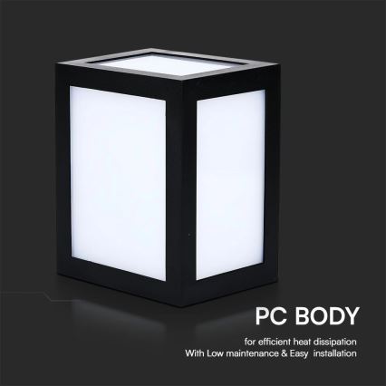 LED Outdoor Wall Light, 12W, 230V, 3000K, IP65, Black
