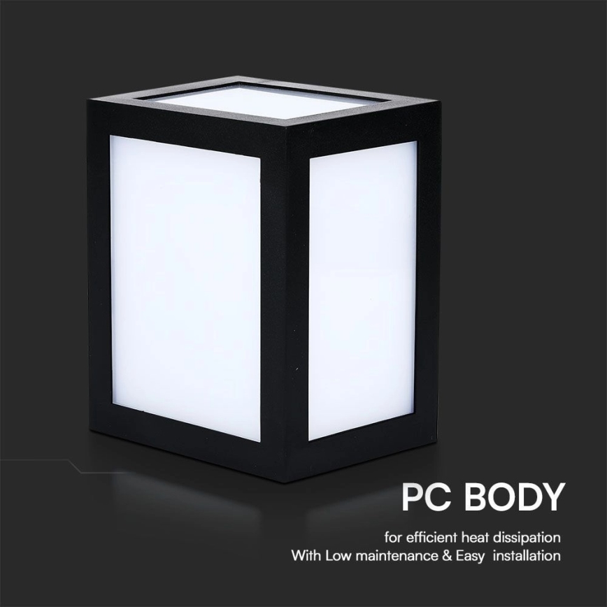 LED Outdoor Wall Light, 12W, 230V, 3000K, IP65, Black