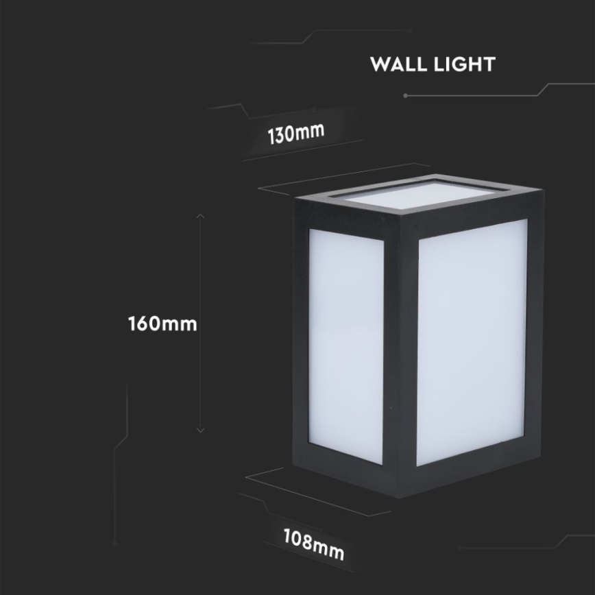LED Outdoor Wall Light, 12W/230V, 4000K, IP65, Black