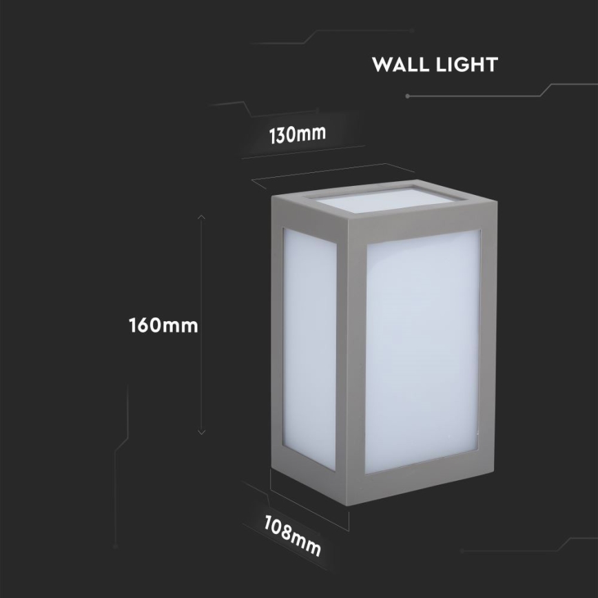 LED Outdoor Wall Light, 12W, 230V, 4000K, IP65