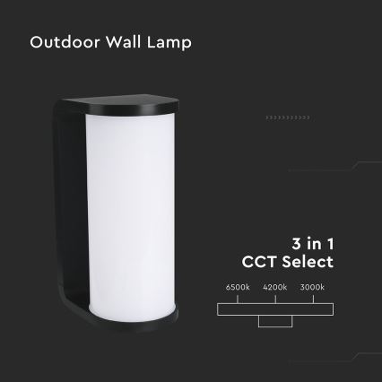 LED Outdoor wall light LED/12W/230V 3000/4200/6500K IP65 black
