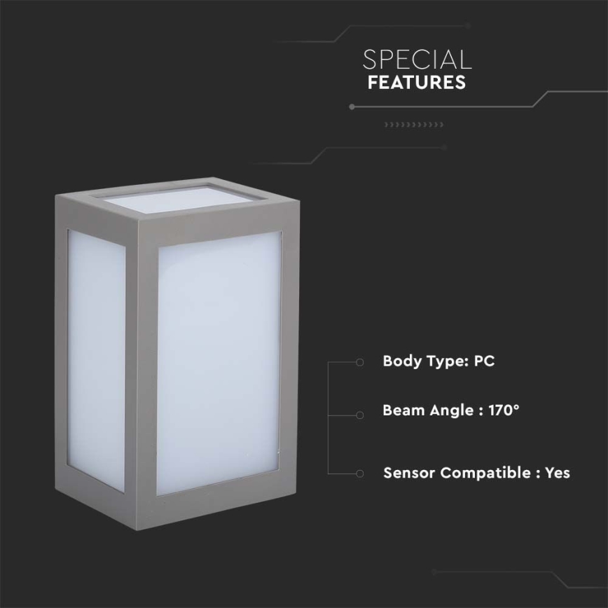 LED Outdoor wall light LED/12W/230V 3000K IP65 grey
