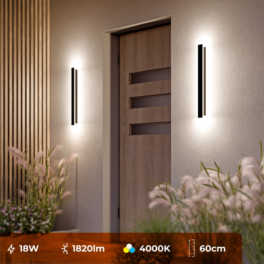LED outdoor wall light LED/18W/230V 60 cm IP65 black