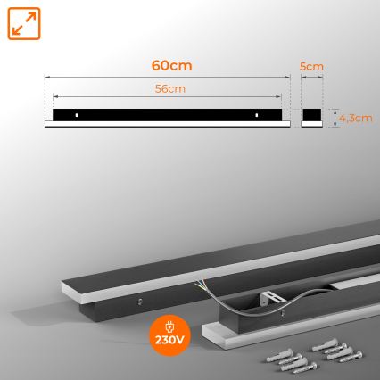 LED outdoor wall light LED/18W/230V 60 cm IP65 black