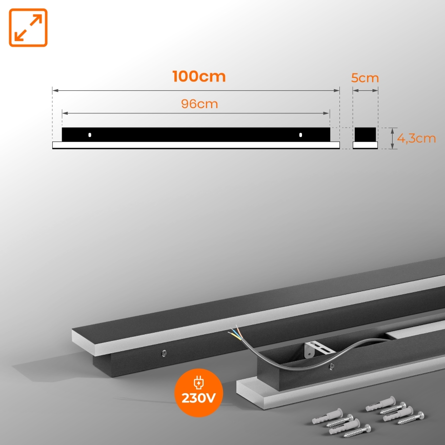 LED Outdoor Wall Light LED/30W/230V 100 cm IP65 black