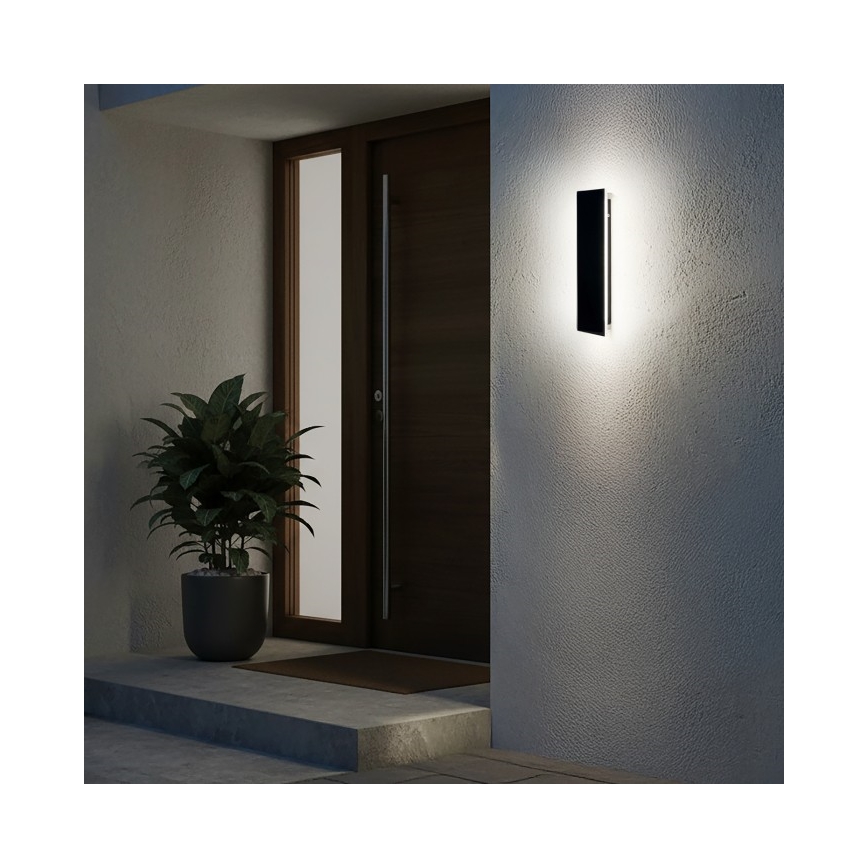 LED Outdoor Wall Light MIRANA, 8W, 230V, 4000K, IP44, 30 cm, Black