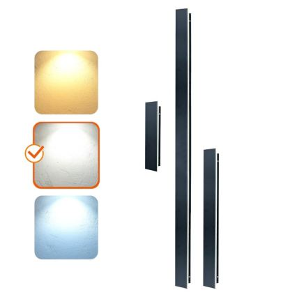 LED Outdoor Wall Light MIRANA, 8W, 230V, 4000K, IP44, 30 cm, Black