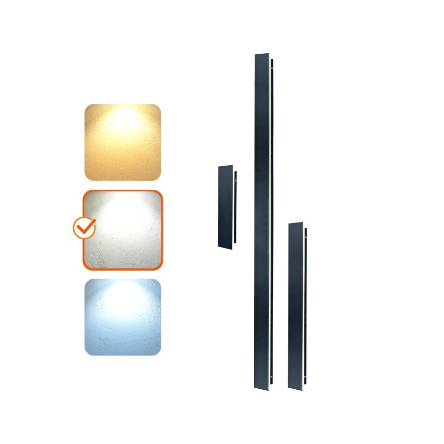 LED Outdoor Wall Light MIRANA, 8W, 230V, 4000K, IP44, 30 cm, Black