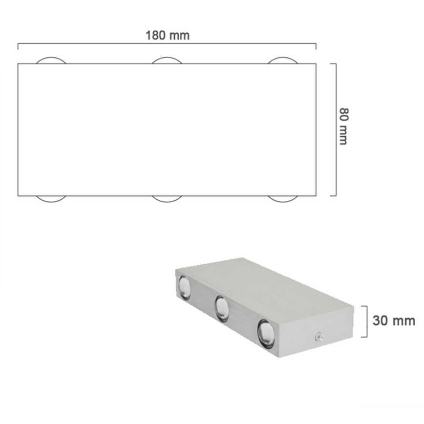 LED Outdoor wall light SILBER 6xLED/1W/230V IP54