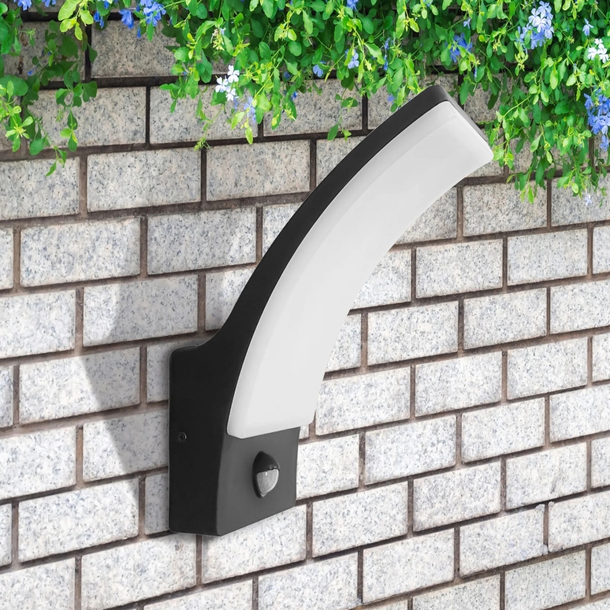 LED Outdoor wall light with a sensor AMY LED/12W/230V IP44 black