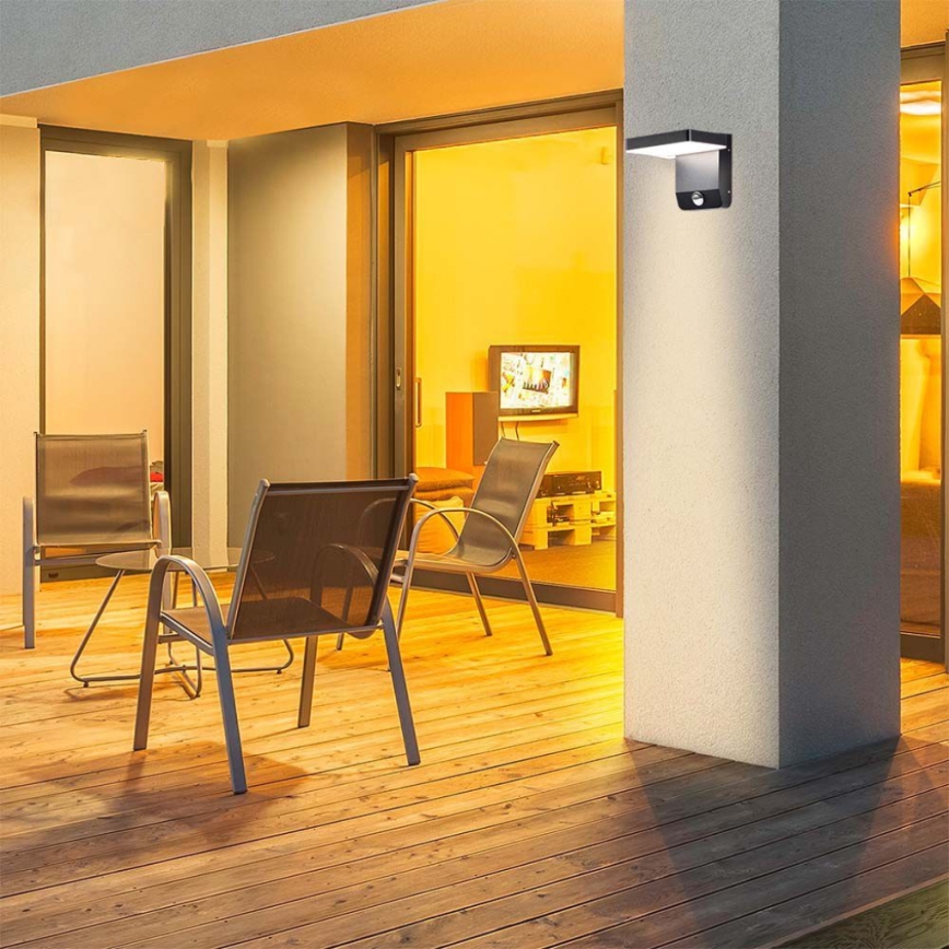 LED Outdoor wall flexible light with sensor LED/17W/230V IP65 3000K black