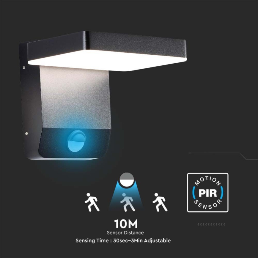 LED Outdoor wall flexible light with sensor LED/17W/230V IP65 3000K black