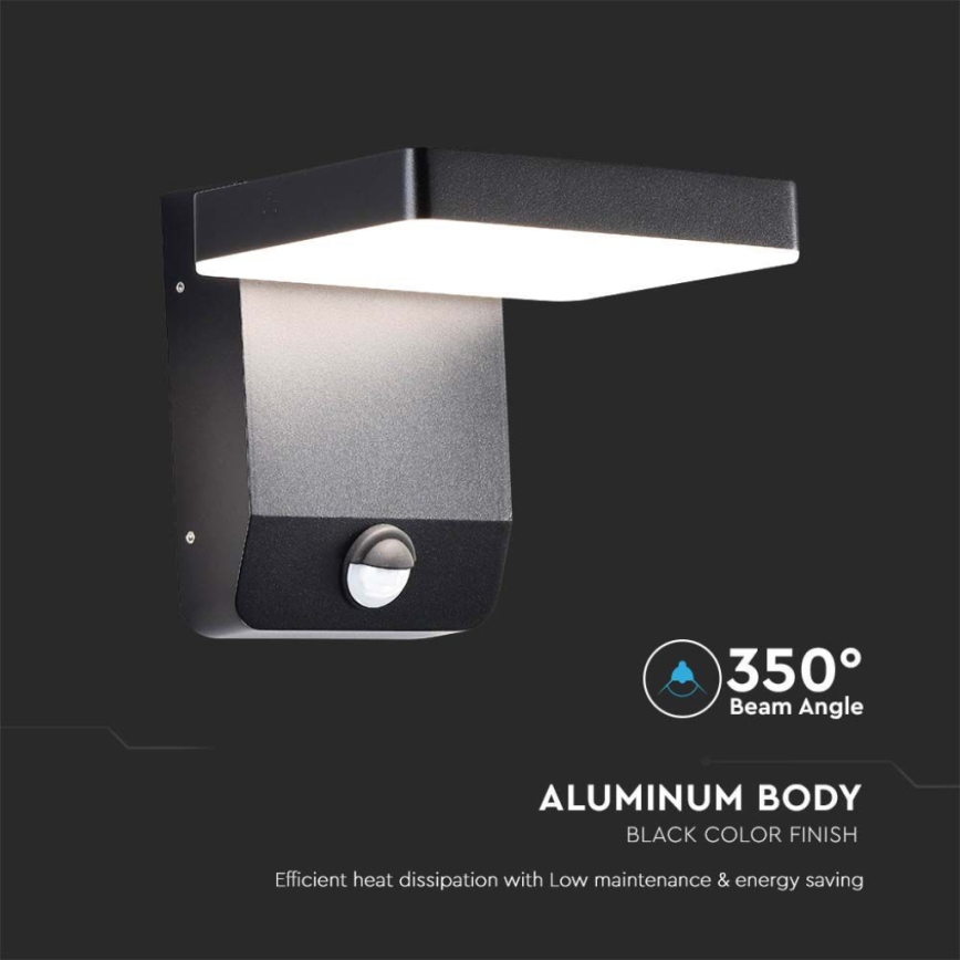 LED Outdoor wall flexible light with sensor LED/17W/230V IP65 3000K black