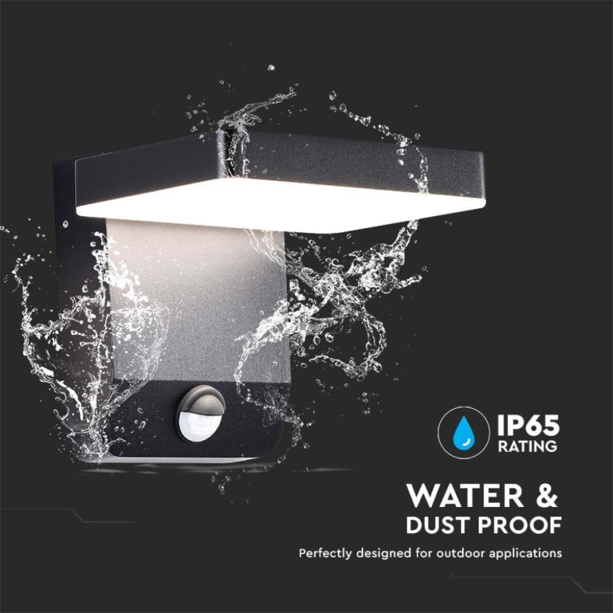 LED Outdoor wall flexible light with sensor LED/17W/230V IP65 3000K black