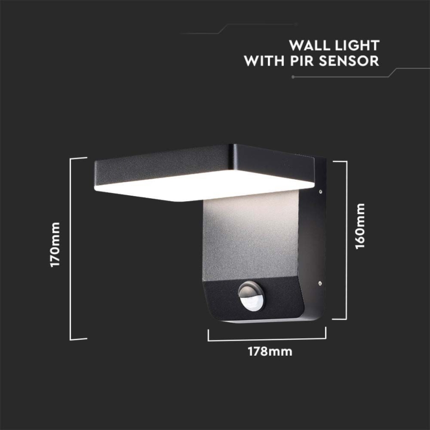 LED Outdoor wall flexible light with sensor LED/17W/230V IP65 3000K black
