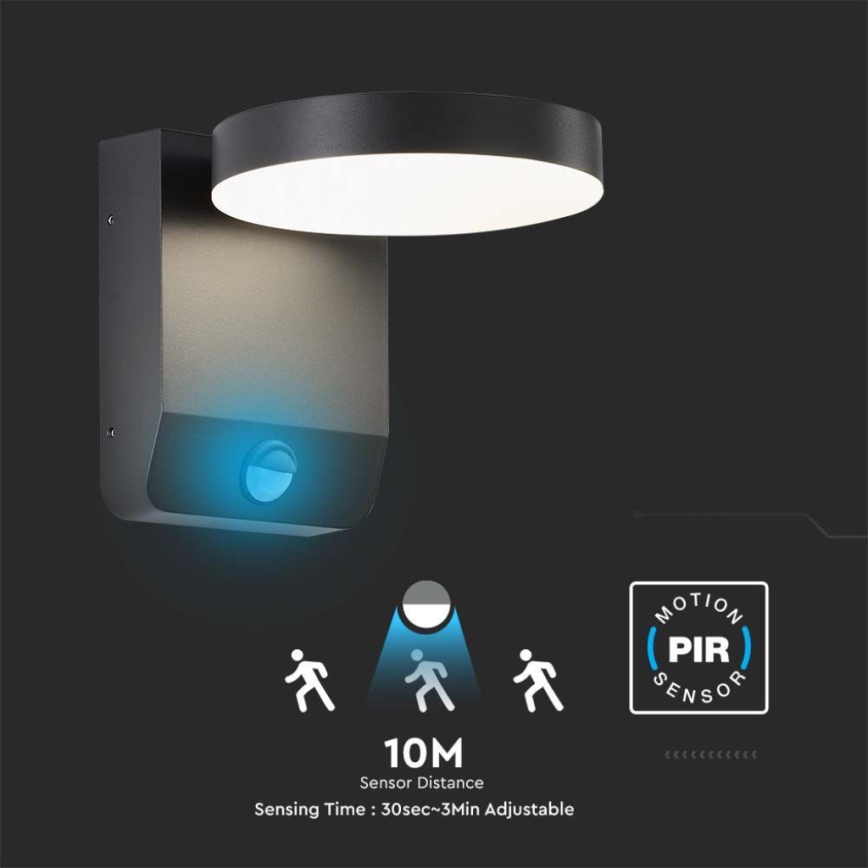LED Outdoor wall flexible light with sensor LED/17W/230V IP65 3000K black