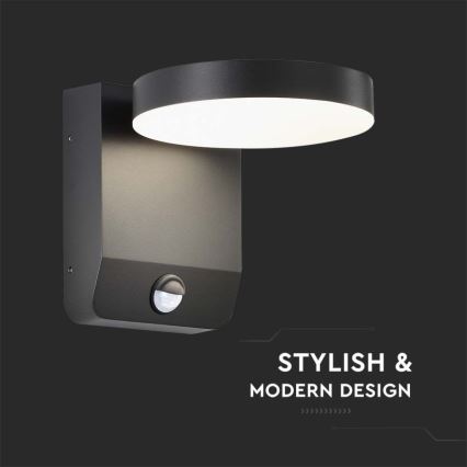 LED Outdoor wall flexible light with sensor LED/17W/230V IP65 4000K black
