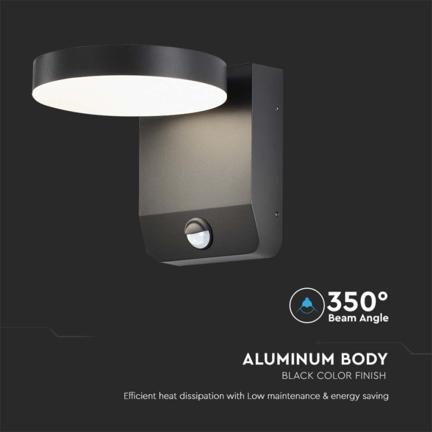 LED Outdoor wall flexible light with sensor LED/17W/230V IP65 4000K black