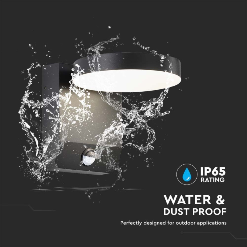 LED Outdoor wall flexible light with sensor LED/17W/230V IP65 4000K black