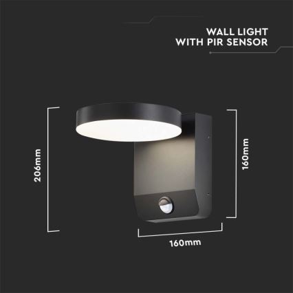 LED Outdoor wall flexible light with sensor LED/17W/230V IP65 4000K black