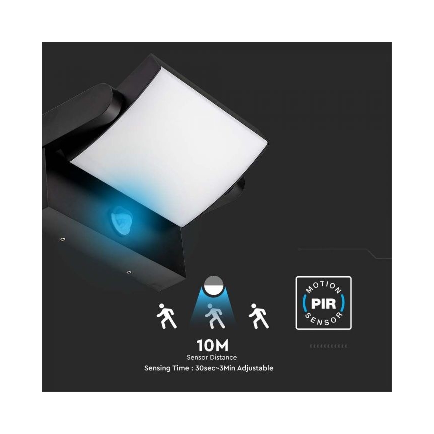 LED Outdoor wall light with a sensor LED/17W/230V 4000K IP65 black